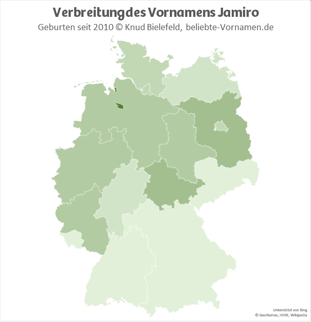 Besonders beliebt ist der Name Jamiro in Bremen.