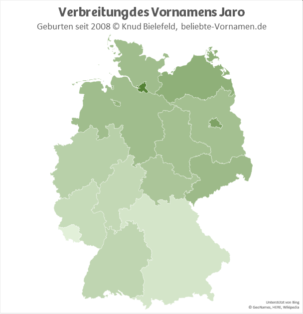 Am beliebtesten ist der Name Jaro in Hamburg.