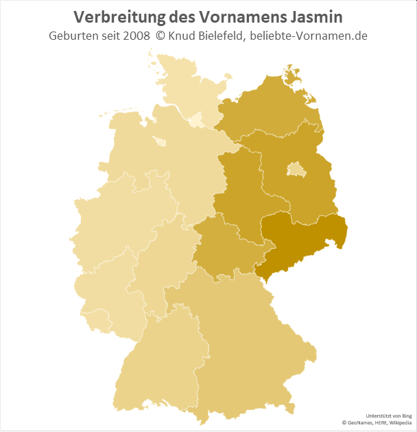 Besonders beliebt ist der Name Jasmin in Sachsen.