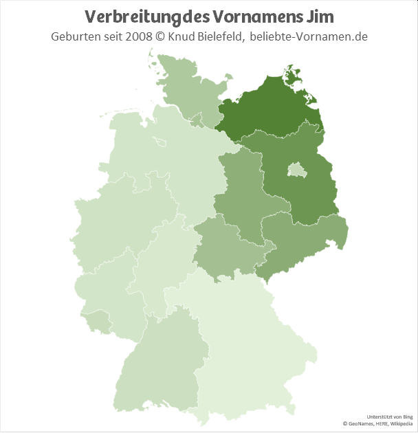 Am beliebtesten ist der Name Jim in Mecklenburg-Vorpommern