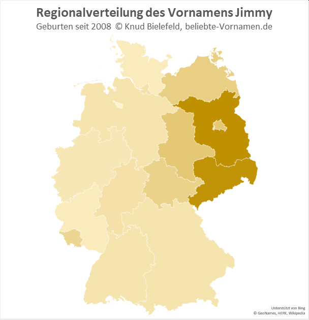 In Brandenburg und Sachsen ist der Name Jimmy besonders beliebt.
