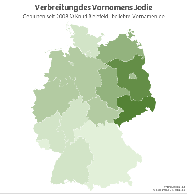 Besonders beliebt ist der Name Jodie in Sachsen.