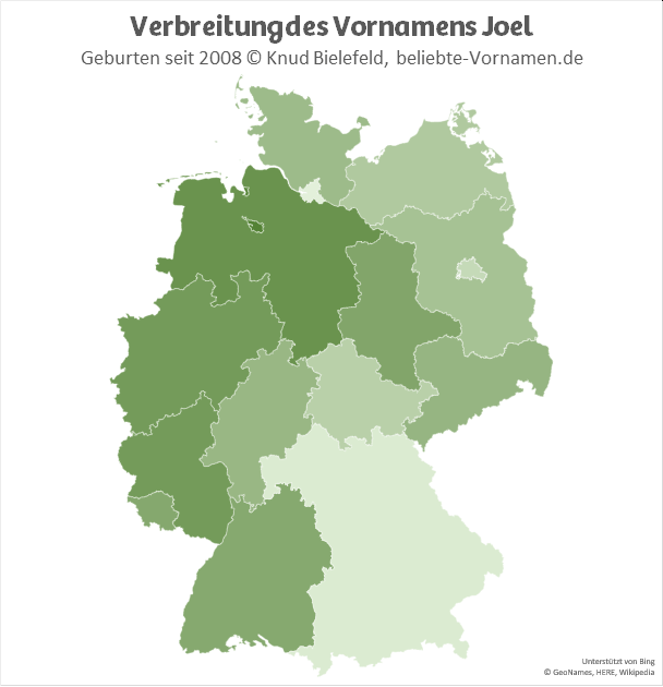 In Bremen und in Niedersachsen ist der Name Joel am beliebtesten.