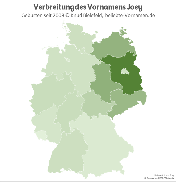 Am beliebtesten ist der Name Joey im Bundesland Brandenburg.