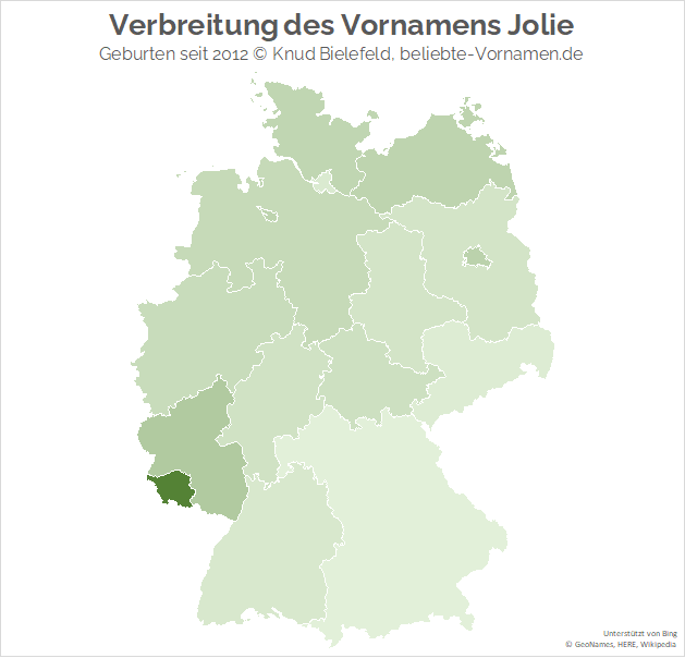 Im Saarland ist der Name Jolie besonders beliebt.
