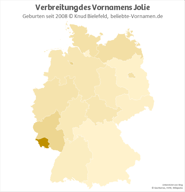 Im Saarland ist der Name Jolie besonders beliebt.