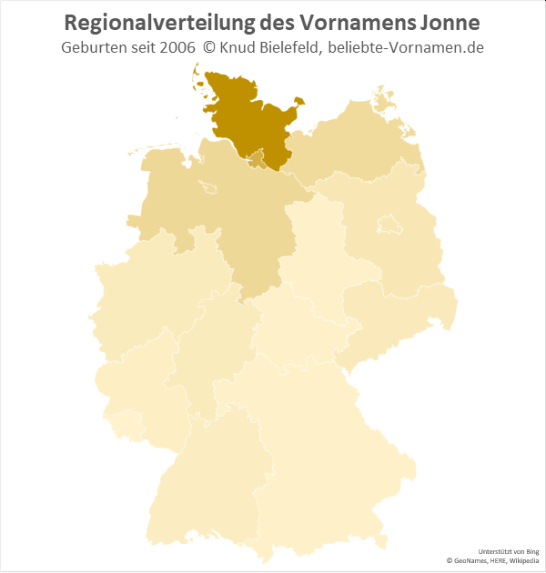 Der Name Jonne ist Schleswig-Holstein besonders beliebt.