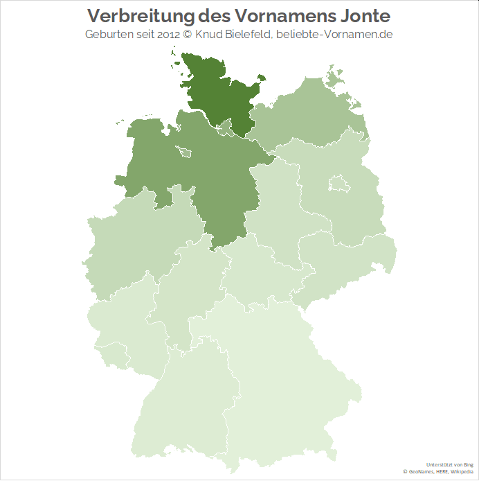 Der Name Jonte ist in Norddeutschland besonders beliebt.