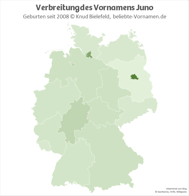 In Berlin und in Hamburg ist der Name Juno besonders beliebt.