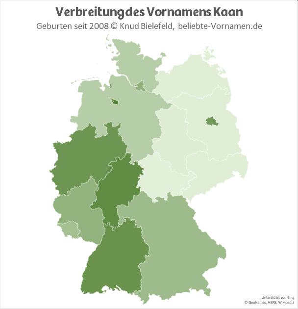 Am beliebtesten ist der Name Kaan in Bremen und in Baden-Württemberg.