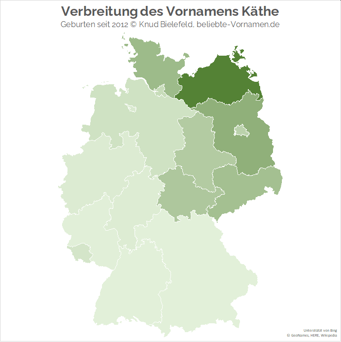 Am beliebtesten ist der Name Käthe in Mecklenburg-Vorpommern.