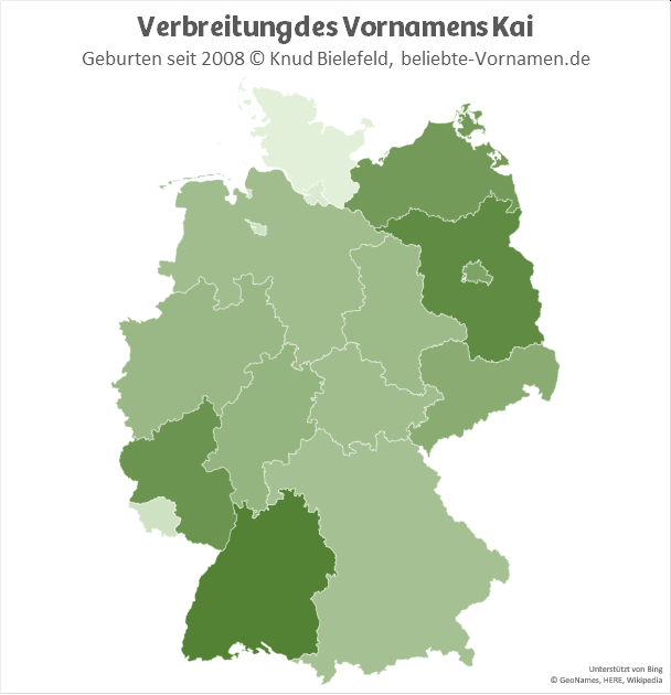 In Baden-Württemberg und in Brandenburg ist der Name Kai besonders populär.