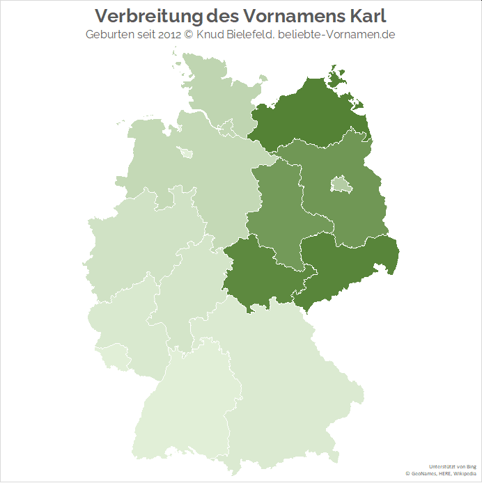 Im Gebiet der ehemaligen DDR ist der Name Karl wesentlich beliebter als anderswo.