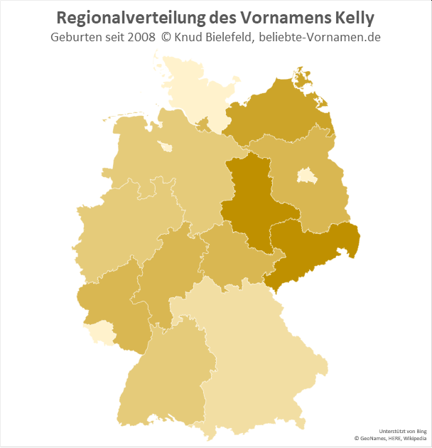In Sachsen und Sachsen-Anhalt ist der Name Kelly besonders beliebt.