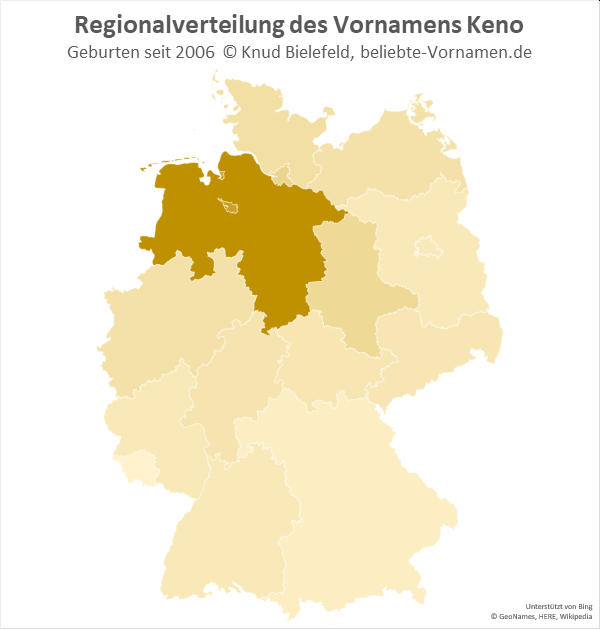 Der Name Keno kommt vor allem in Niedersachsen vor.