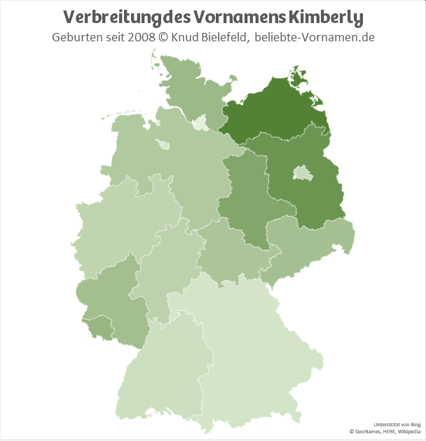 In Mecklenburg-Vorpommern ist der Name Kimberly besonders beliebt.