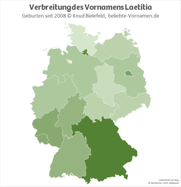 In Hamburg und in Bayern ist der Name Laetitia besonders beliebt.