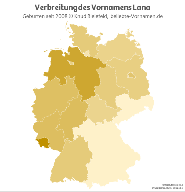 Im Saarland und in Niedersachsen ist der Name Lana besonders beliebt.