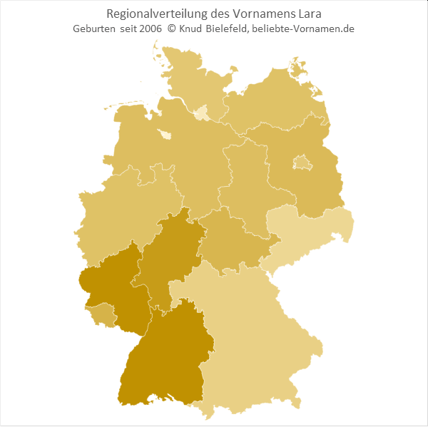 Am beliebtesten ist der Name Lara im Südwesten Deutschlands.
