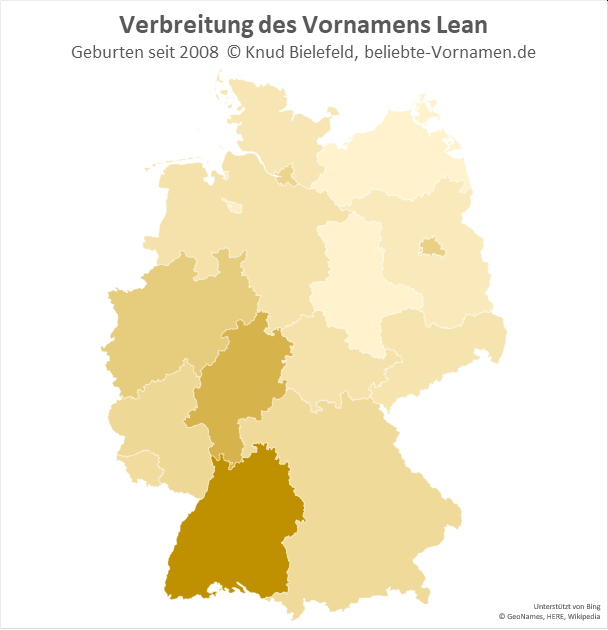 In Baden-Württemberg ist der Name Lean besonders beliebt.
