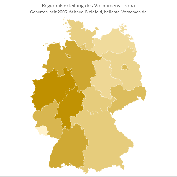 Am beliebtesten ist der Name Leona in Nrodrhein-Westfalen und in Hessen.