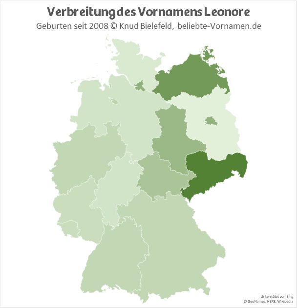 Am beliebtesten ist der Name Leonore im Bundesland Sachsen.