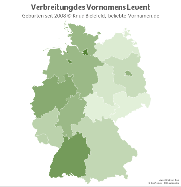 Am beliebtesten ist der Name Levent in Hamburg und in Baden-Württemberg.