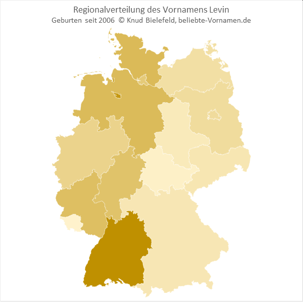 Am beliebtesten ist der Name Levin in Baden-Württemberg.