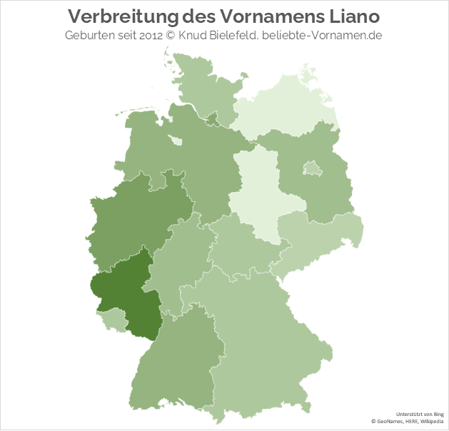 Besonders beliebt ist der Name Liano in Rheinland-Pfalz.