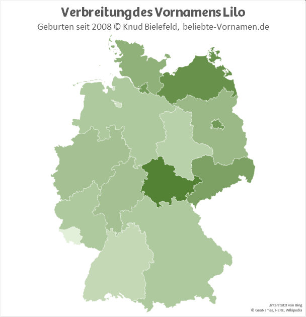 Am beliebtesten ist der Name Lilo in Thüringen.