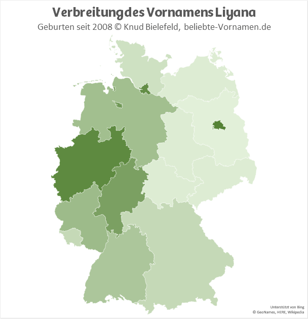In Berlin, Hamburg und Nordrhein-Westfalen ist der Name Liyana besonders beliebt.