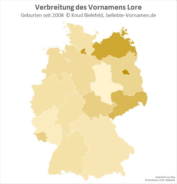 Besonders beliebt ist der Name Lore in Berlin, Hamburg und MEcklenburg-Vorpommern.