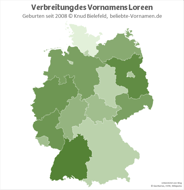 Besonders beliebt ist der Name Loreen in Baden-Württemberg.