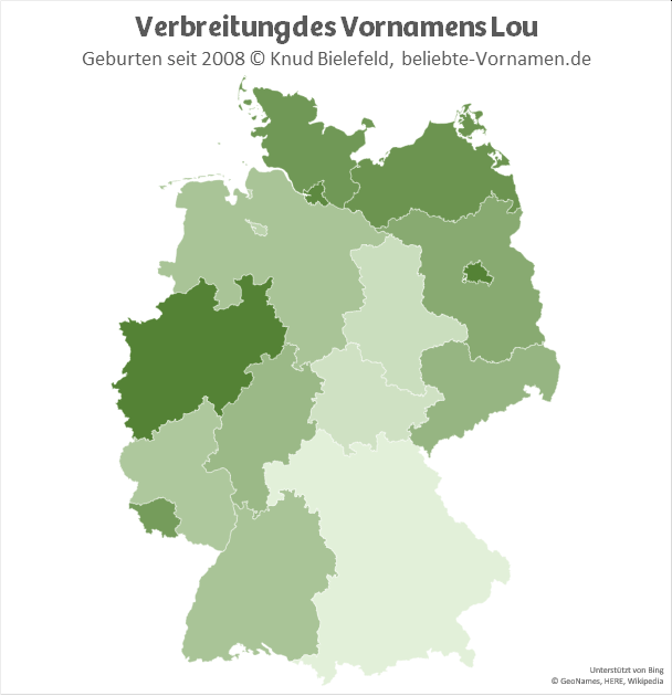 Am beliebtesten ist der Name Lou in Nordrhein-Westfalen.