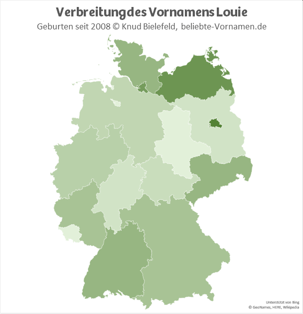 In Berlin und in Mecklenburg-Vorpommern ist der Name Louie besonders beliebt.