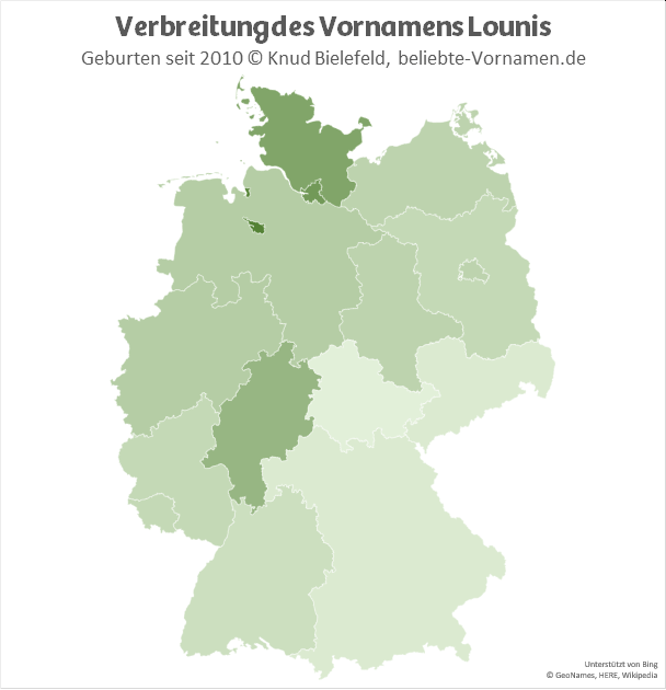 Am beliebtesten ist der Name Lounis in Bremen, Hamburg und Schleswig-Holstein.