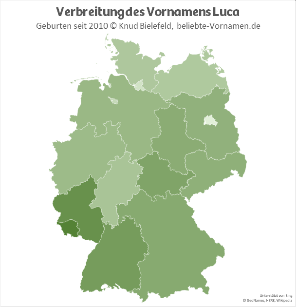 Im Südwesten Deutschlands ist der Name Luca besonders beliebt.