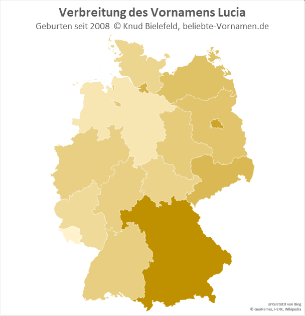 Am beliebtesten ist der Name Lucia in Bayern.