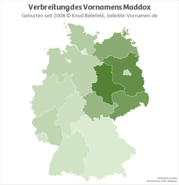 Am beliebtesten ist der Name Maddox in Sachsen-Anhalt. 