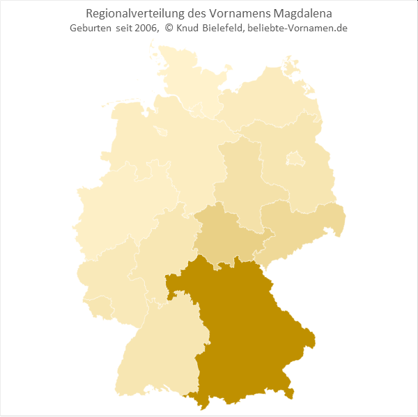 In Bayern kommt der Vorname Magdalena am häufigsten vor.