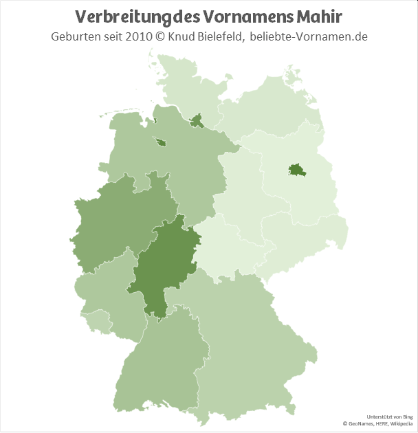 Am beliebtesten ist der Name Mahir in Berlin und Hessen.