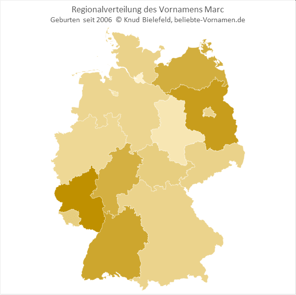 In Rheinland-Pfalz ist der Name Marc besonders populär.