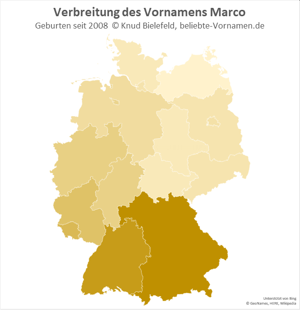 In Süddeutschland ist der Name Marco besonders beliebt.