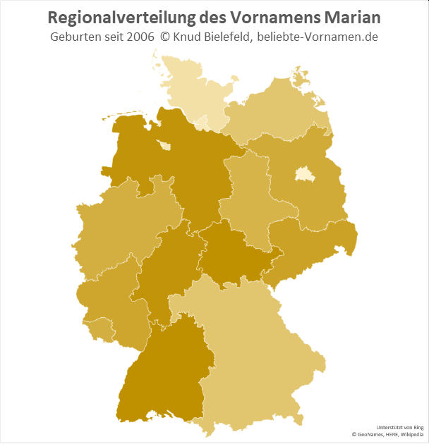 Der Name Marian ist in vielen deutschen Bundesländern populär.