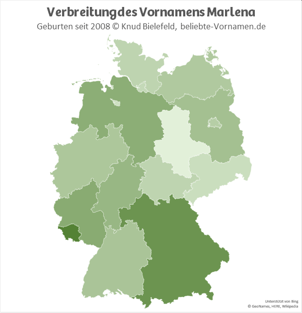 Im Saarland und in Bayern ist der Name Marlena besonders beliebt.