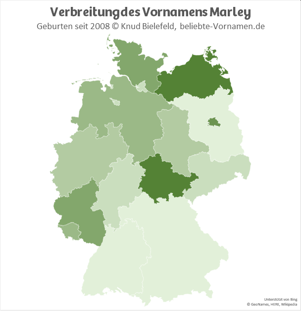 In Mecklenburg-Vorpommern und in Thüringen ist der Name Marley besonders populär.
