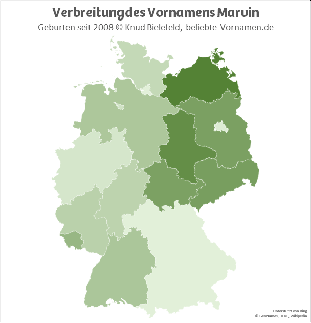 Besonders beliebt ist der Name Marvin in Mecklenburg-Vorpommern.