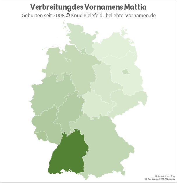 Am populärsten ist der Name Mattia in Baden-Württemberg.