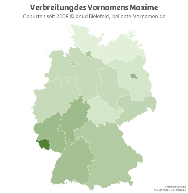 Im Saarland ist der Name Maxime besonders populär.