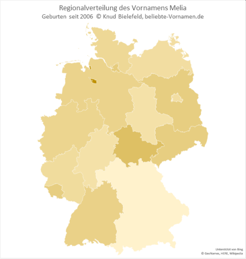 Vorname Melia * Herkunft, Bedeutung und Statistik